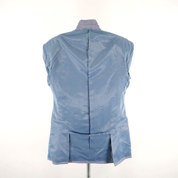 Vitale Barberis Canonico Super 140s Blue Plaid 2 Piece Vest + Suit‎ Jacket 42L - Picture 13 of 15